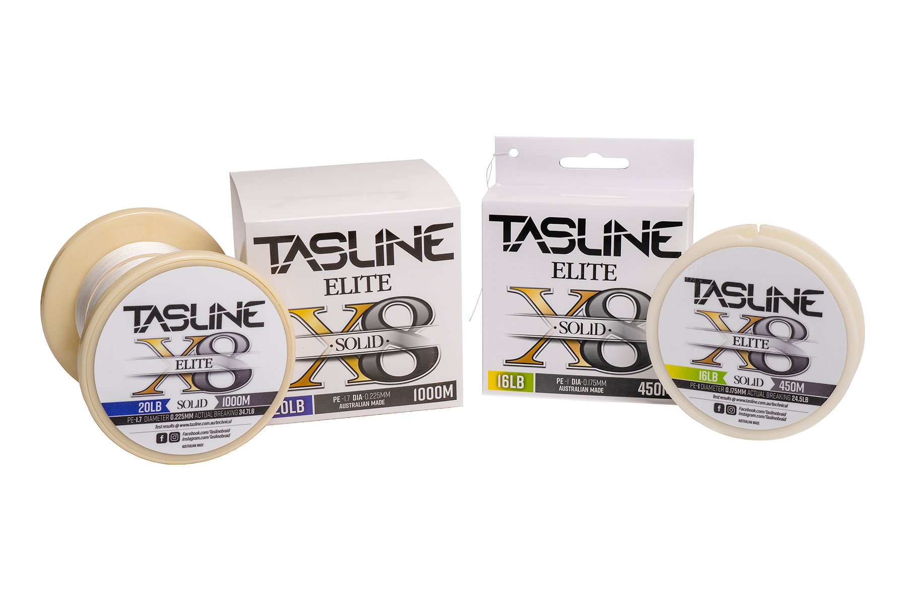 TASLINE Elite White X8 Pure Braid 100% Australian Made Braided